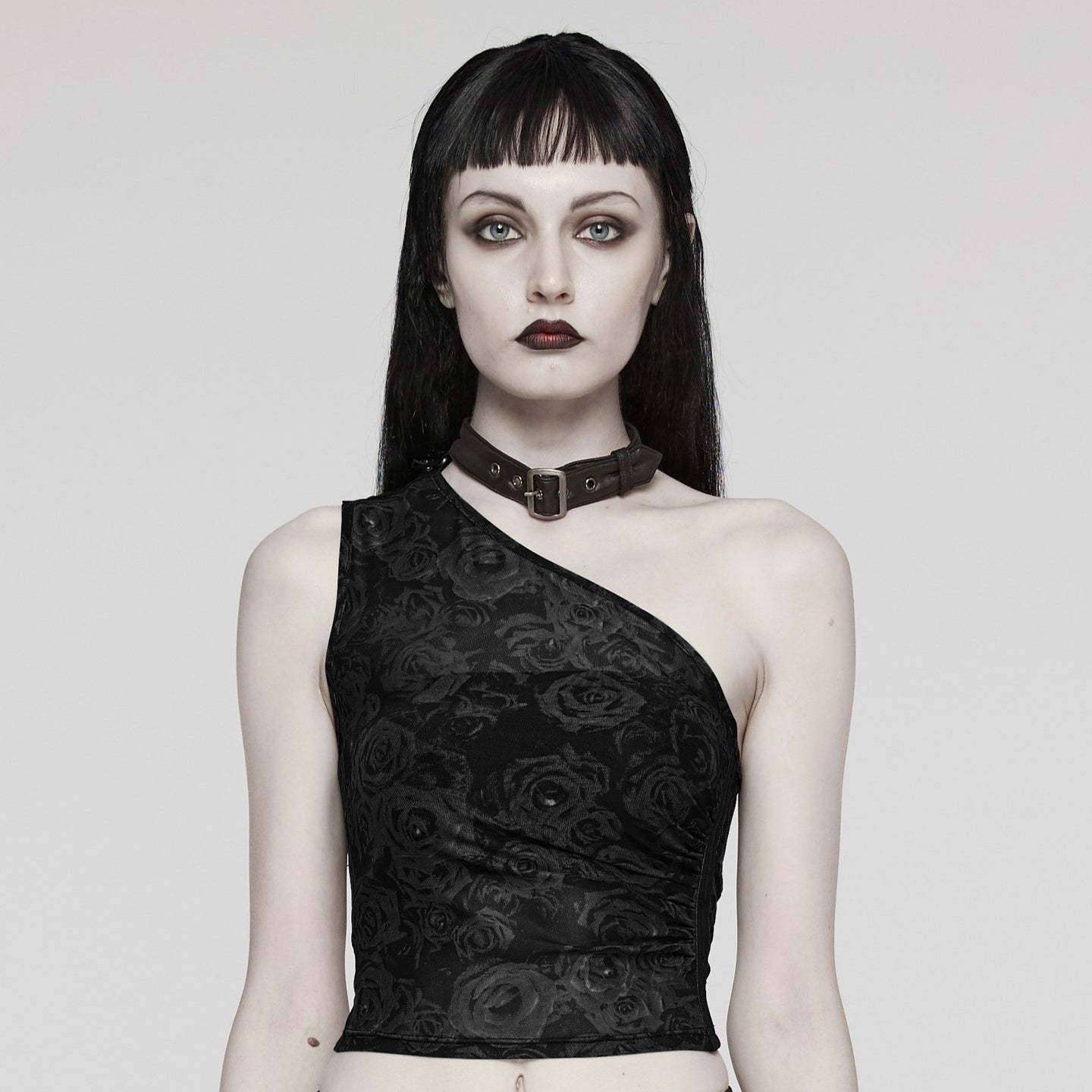 Punk Rave Action Top Black Roses