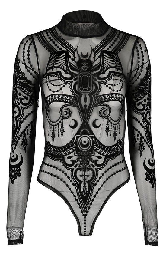 Jewel Bat Mesh Bodysuit