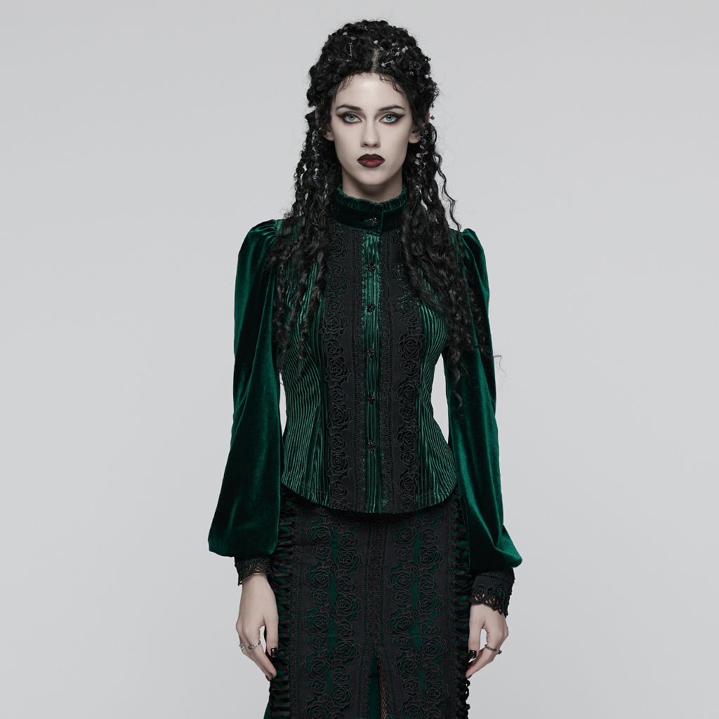 Punk Rave Hold Me Blouse Groen - Zwart