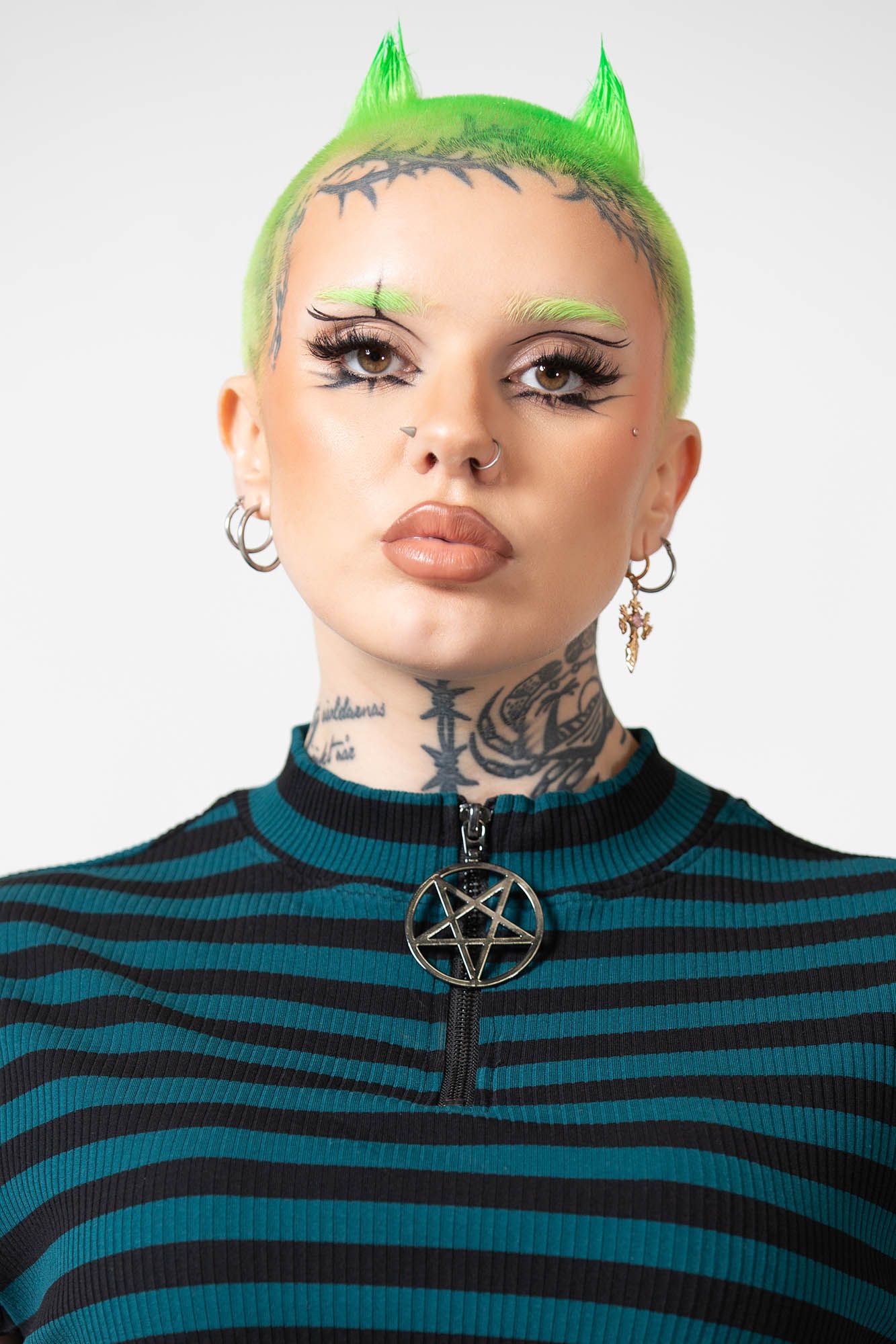 Killstar Malkin Crop Top Green - Black