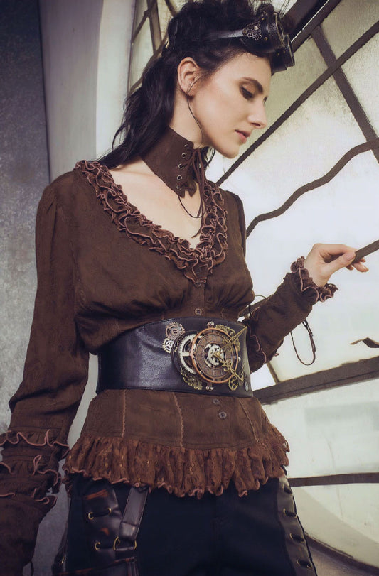 Gattering Blouse Bruin