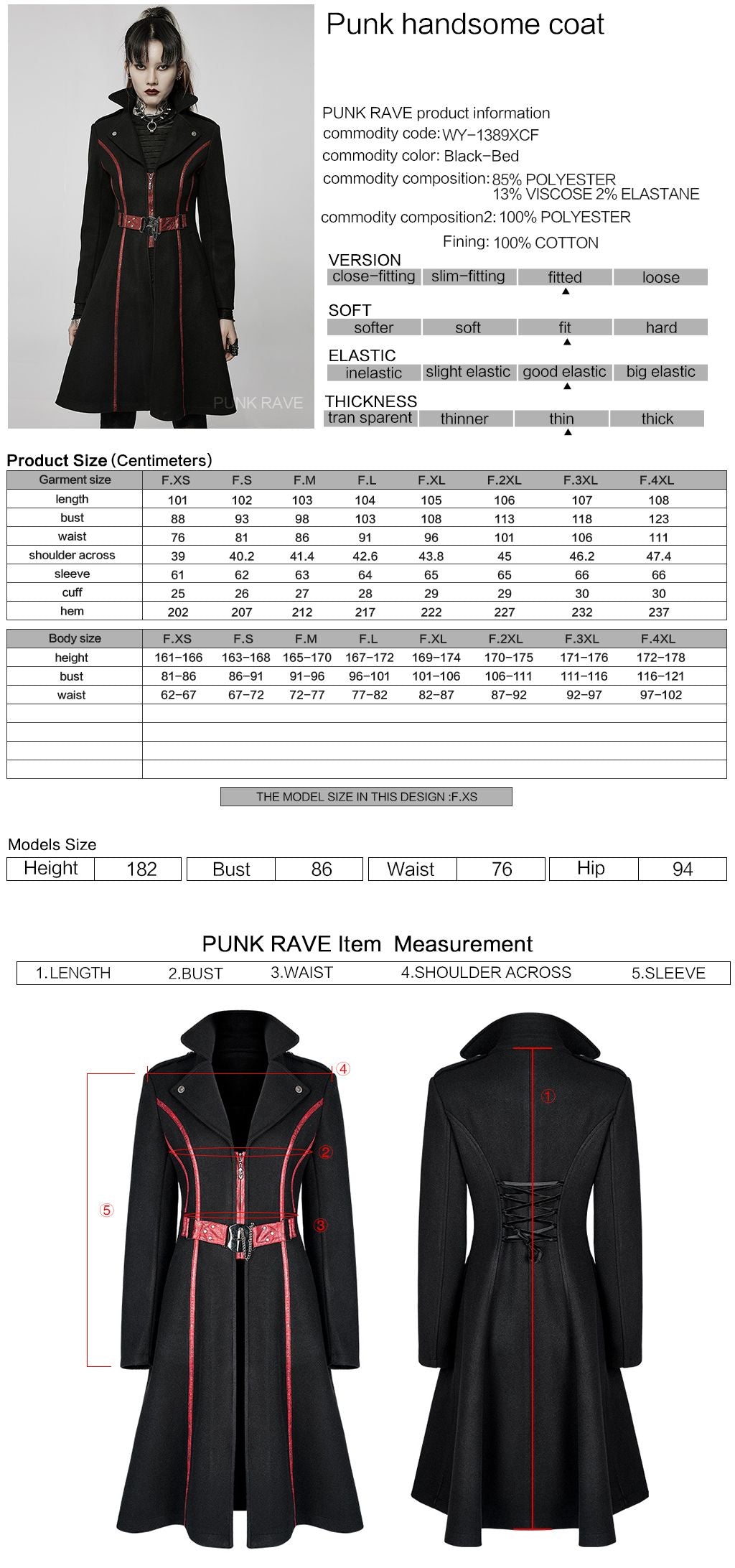 My Time Coat Black - Red