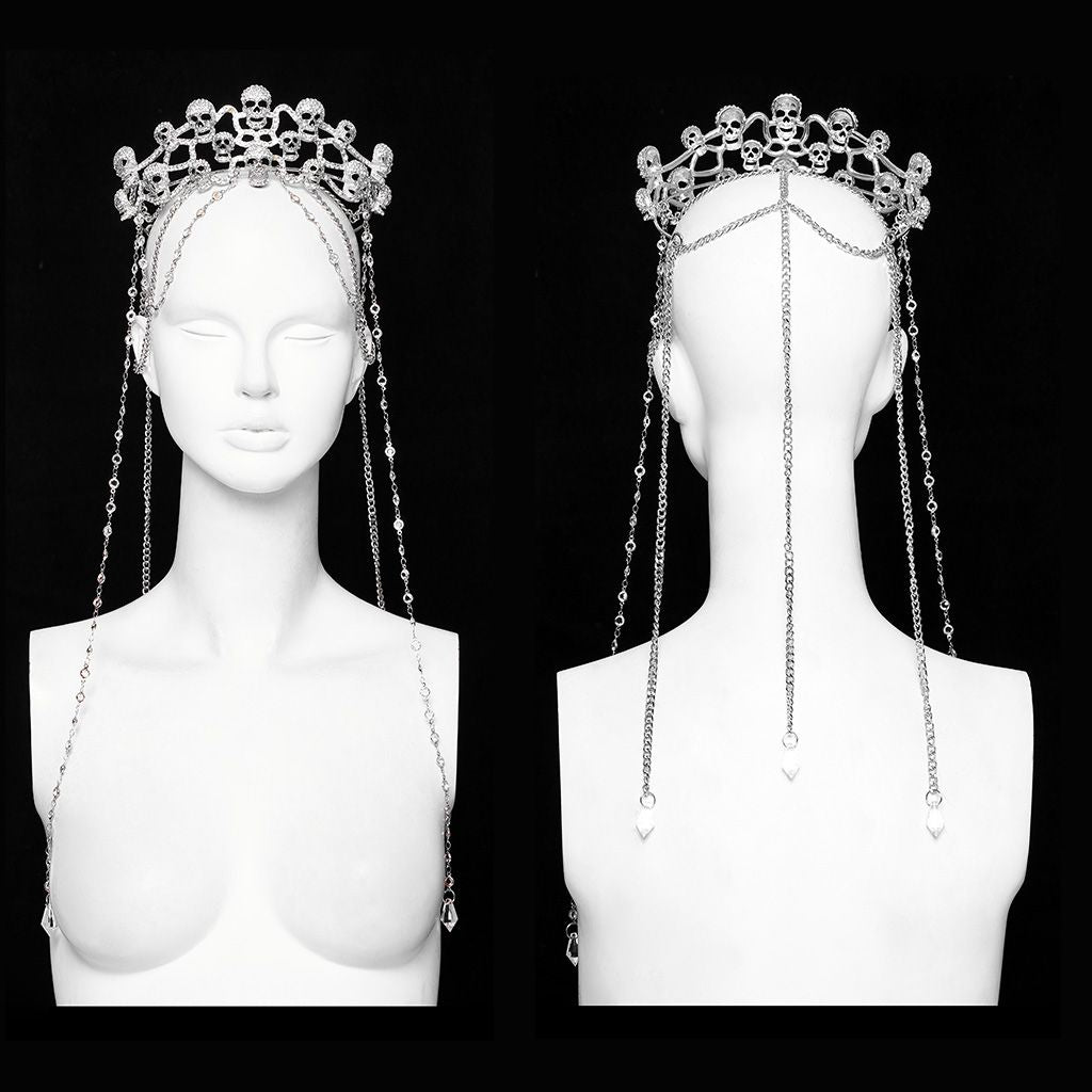 Skulls Tiara Crown Silver