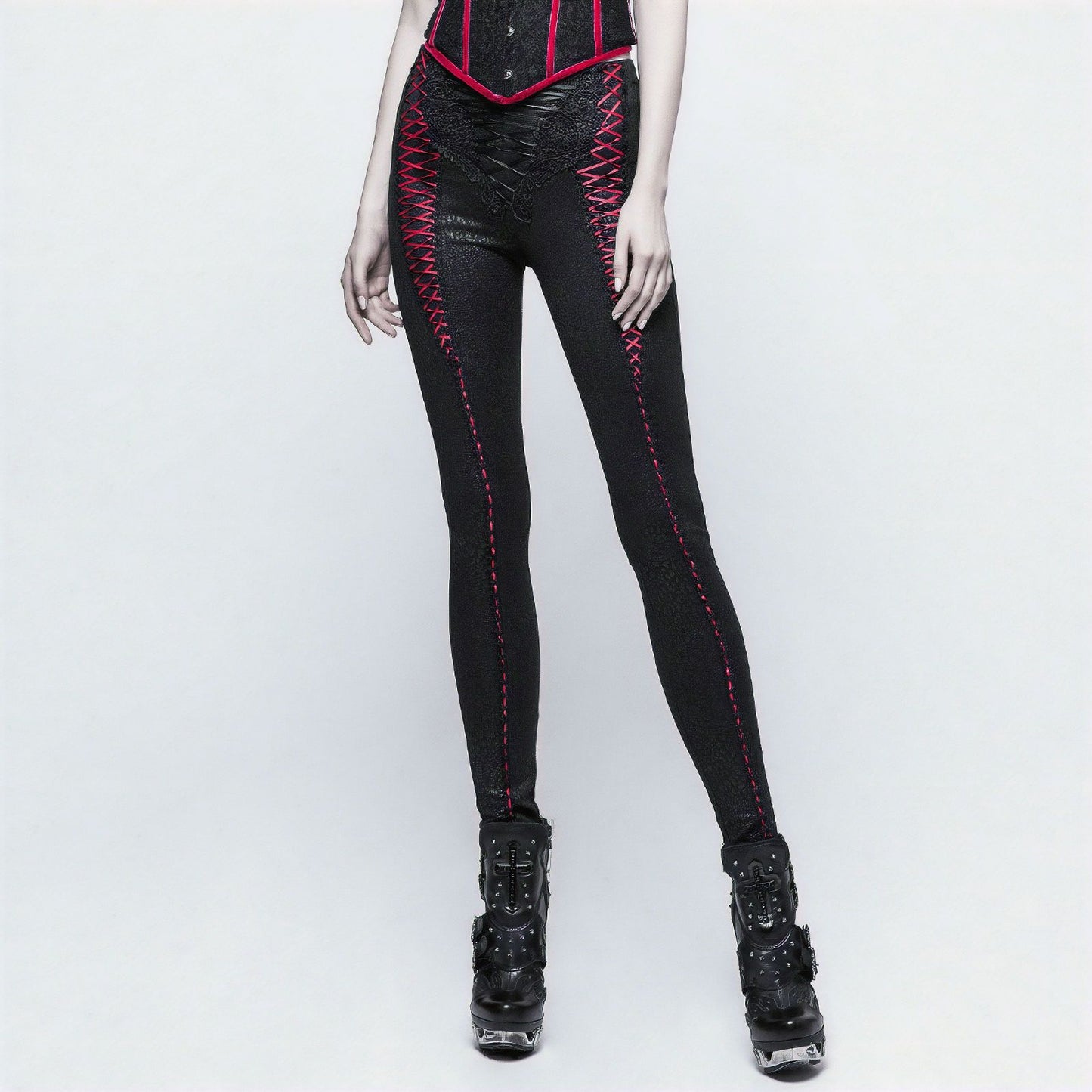 Miss You Legging Zwart/Rood K-291BR