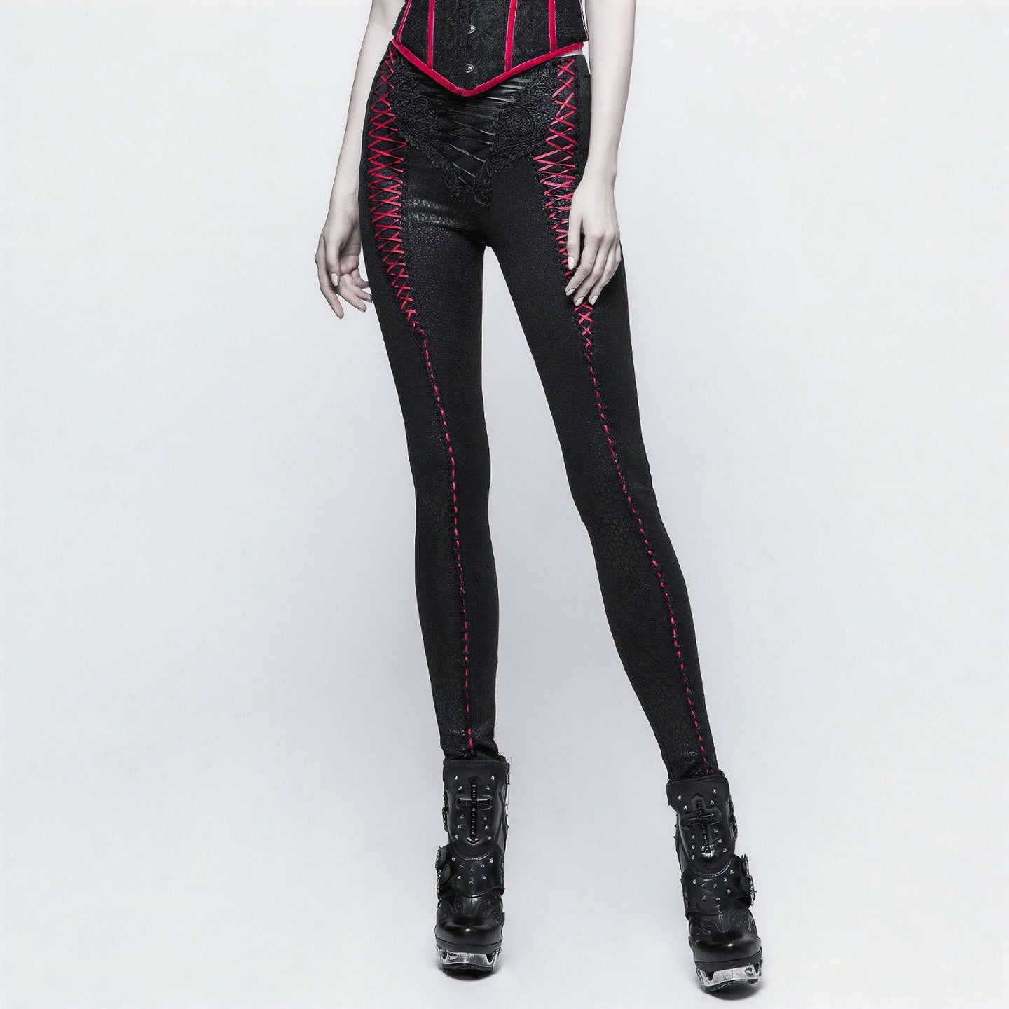 Miss You Legging Zwart/Rood K-291BR