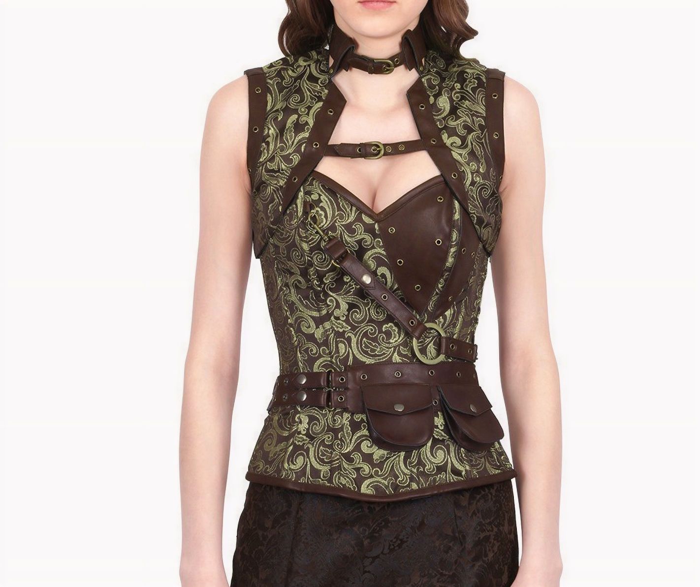Cyclone Corset, Shrug & Pocket Belt Black/Gold