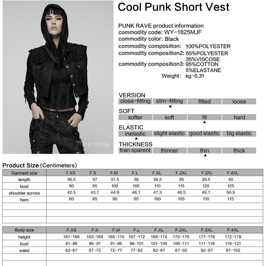 Punk Rave Electric Noir Crop Vest