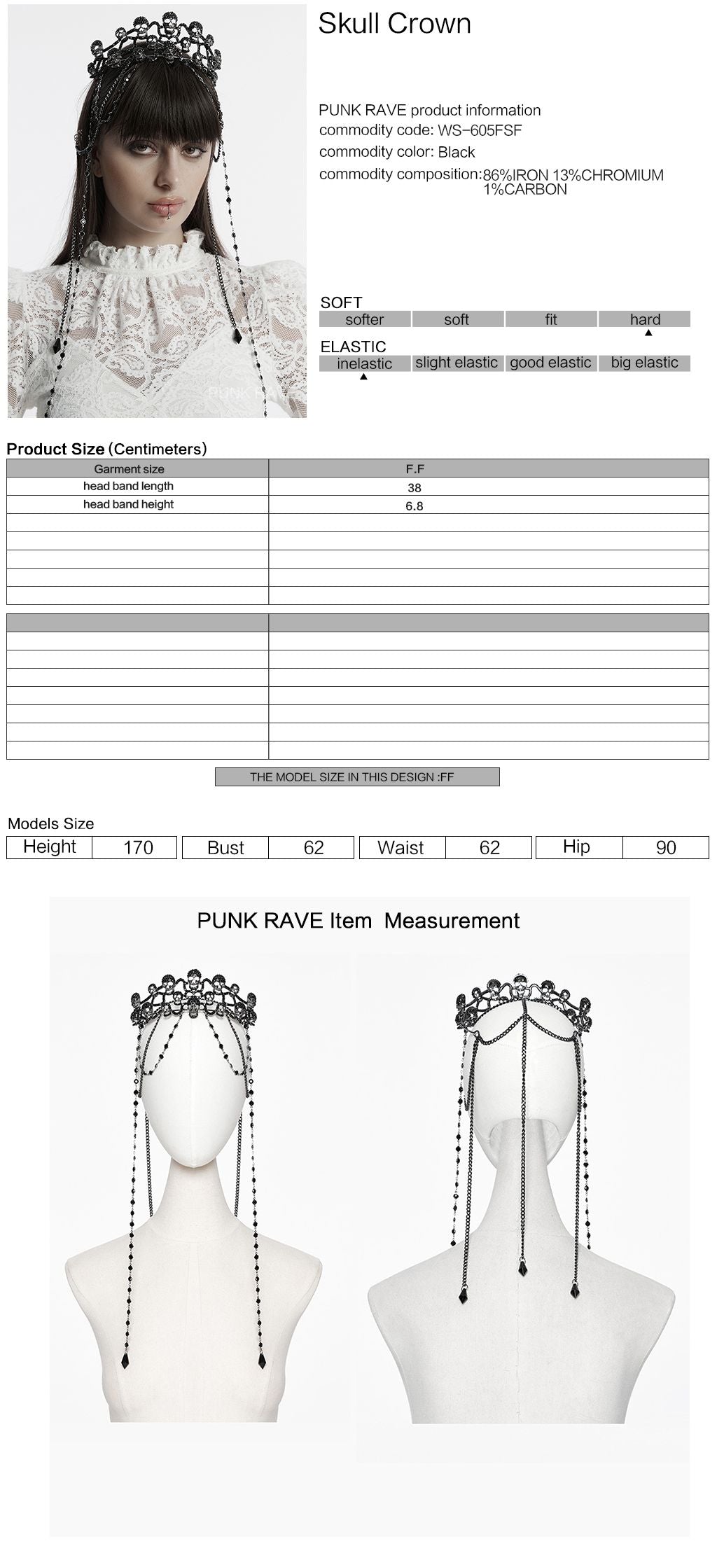 Skulls Tiara Kroon Zwart