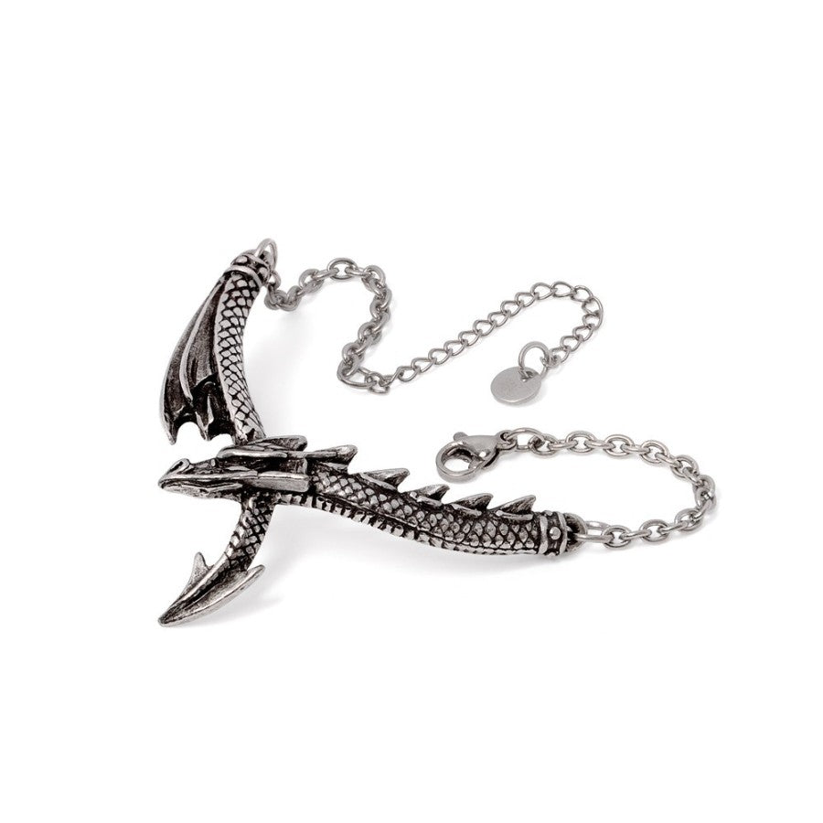Alchemy Gothic A147 pewter chain bracelet featuring a detailed gothic fantasy dragon ornament.