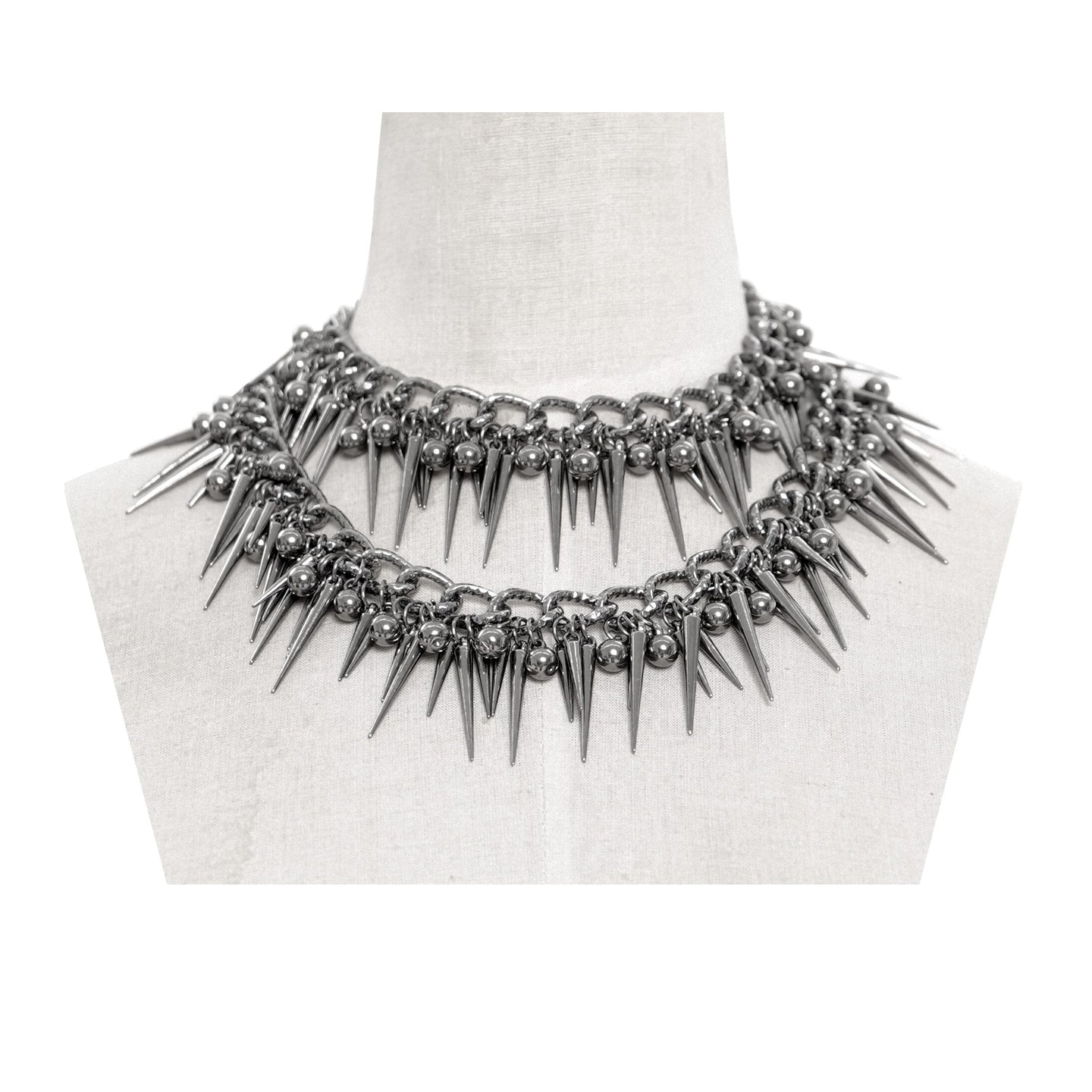 Spiked Double Chain Halsketting