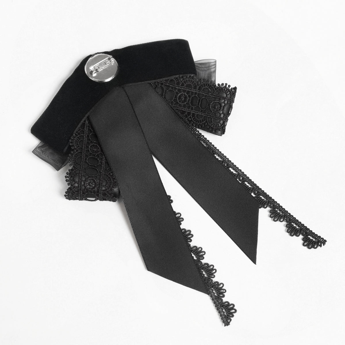 Devil Fashion AS29601 black gothic neckwear showing the back brooch pin closure.