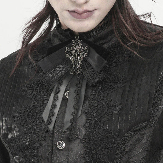 Devil Fashion AS29601 black victorian gothic tiered jabot neckwear.