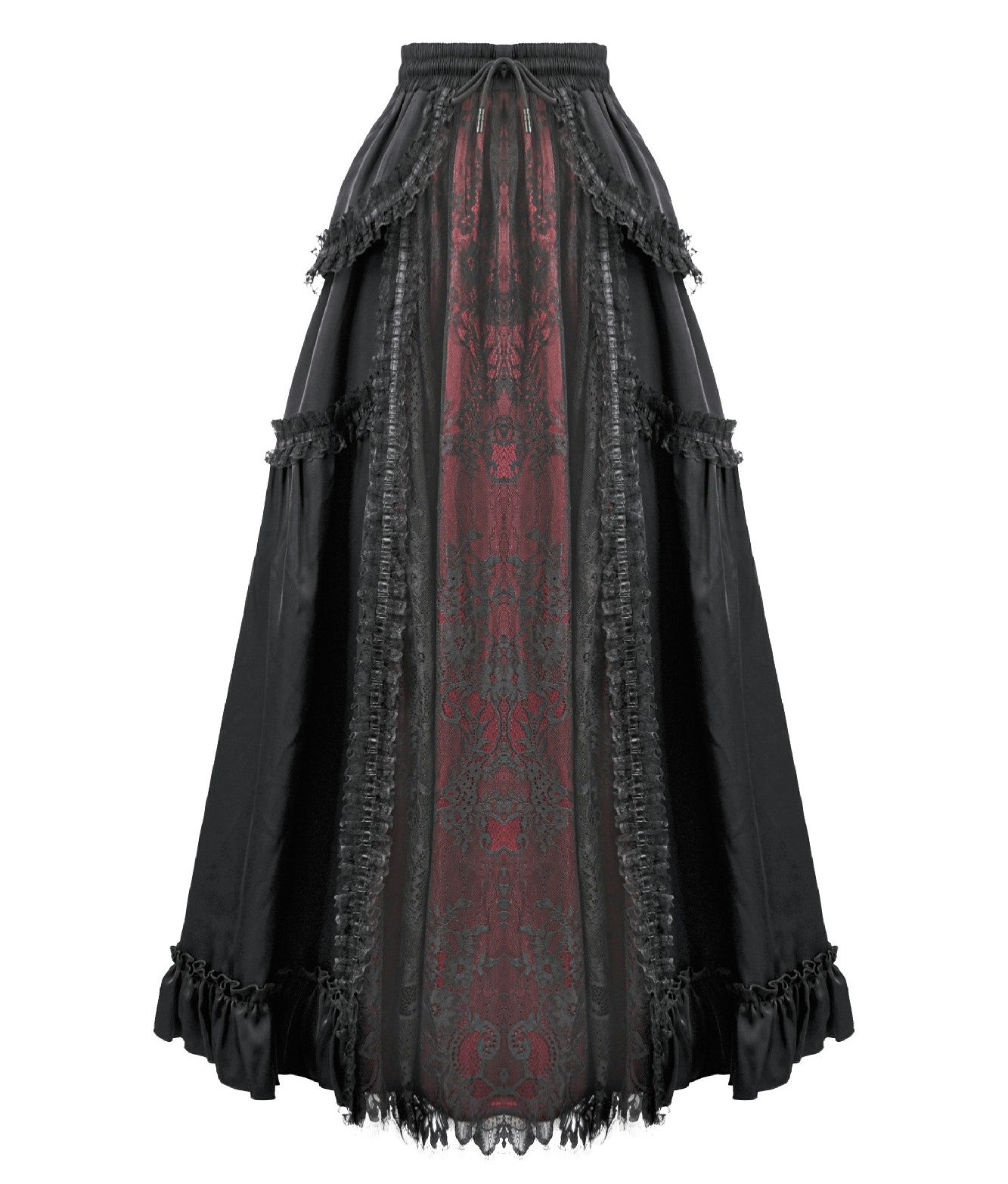 Making It Up Maxi Skirt Black  - Red