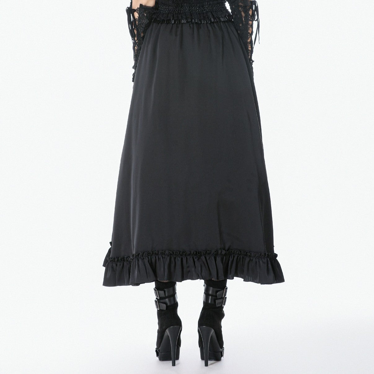 Making It Up Maxi Skirt Black  - Red