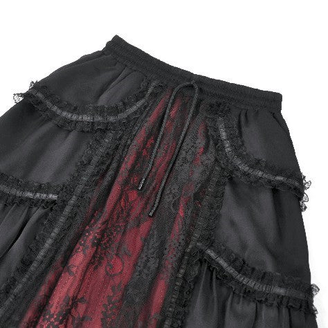 Making It Up Maxi Skirt Black  - Red