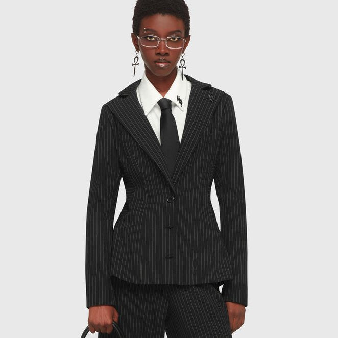 Oblivienne Blazer Pinstriped