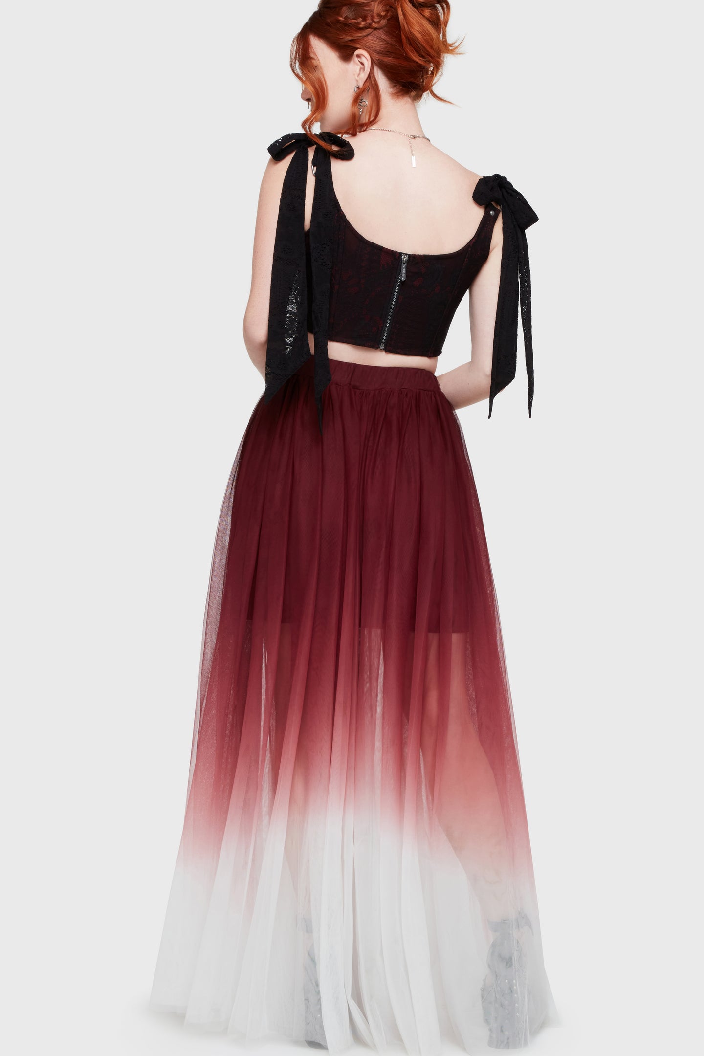Shade Empress Maxi-Rok Rood - Wit