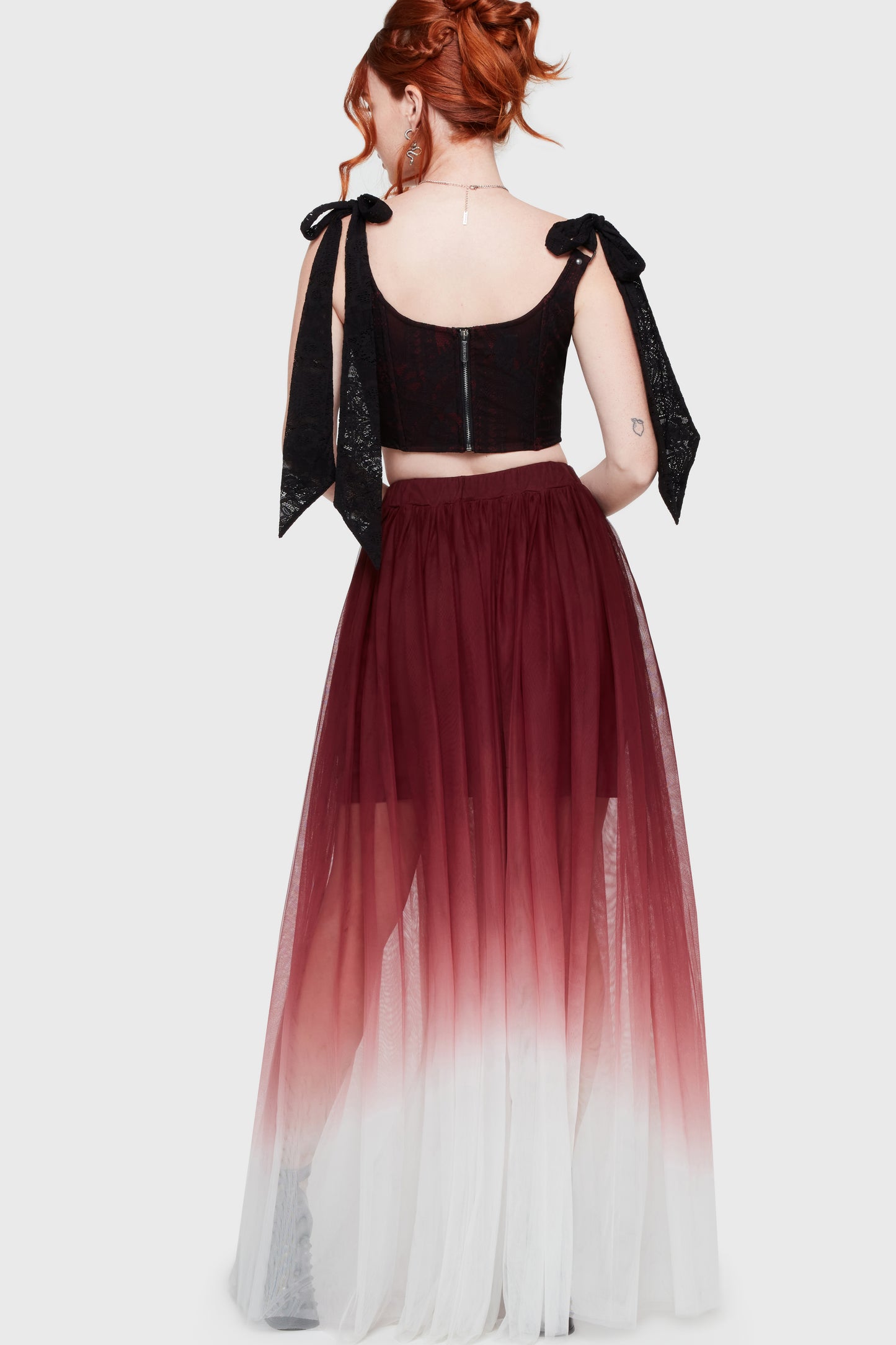 Shade Empress Maxi-Rok Rood - Wit