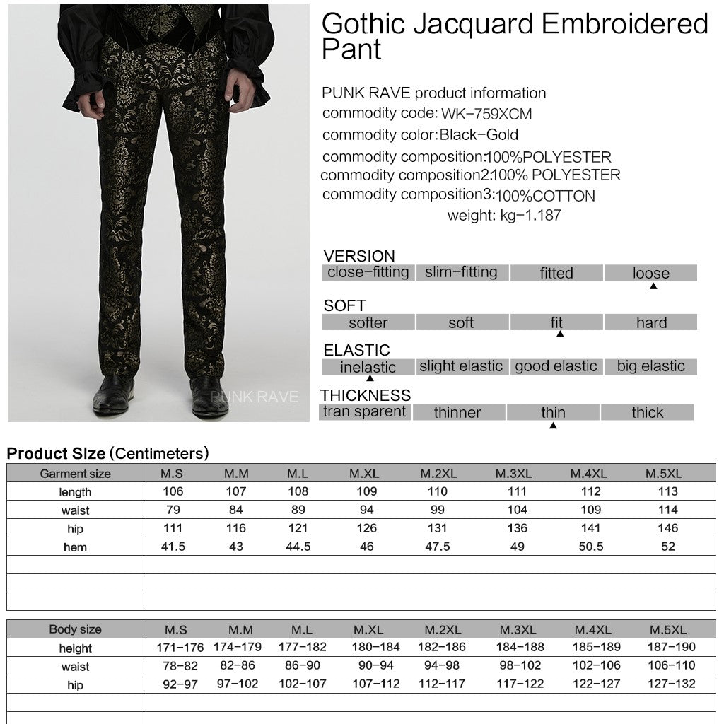 Punk Rave Awake Broek Zwart - Goud
