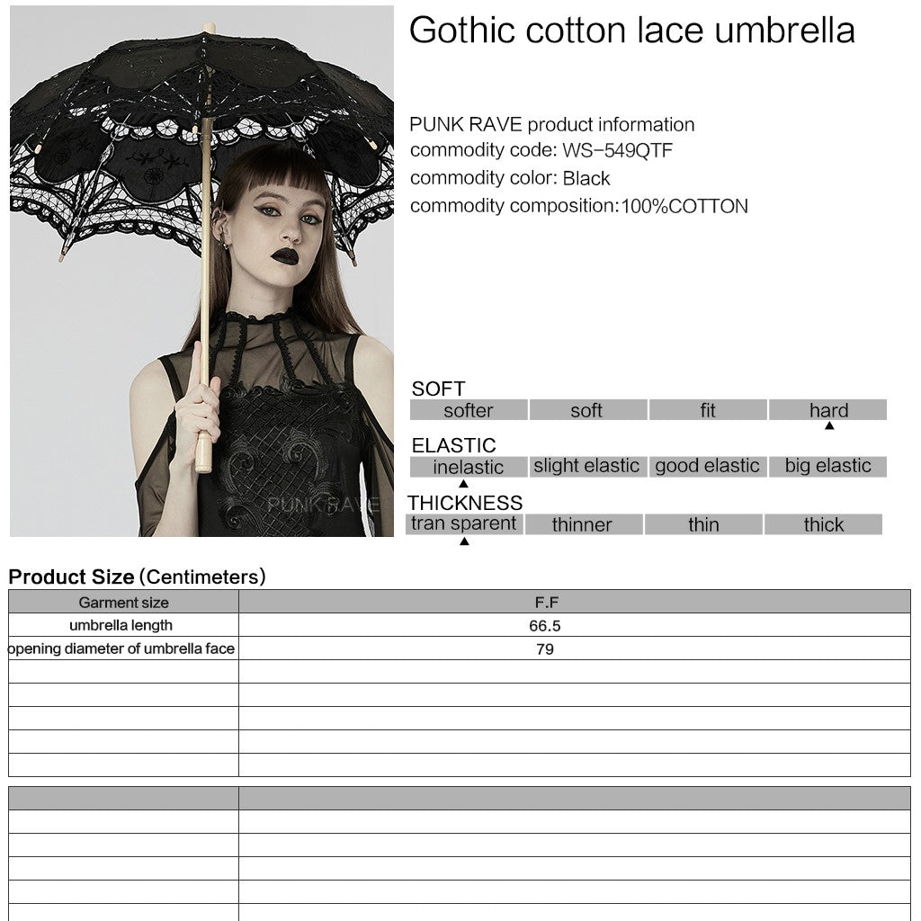 Punk Rave Parasol Zwart Kant