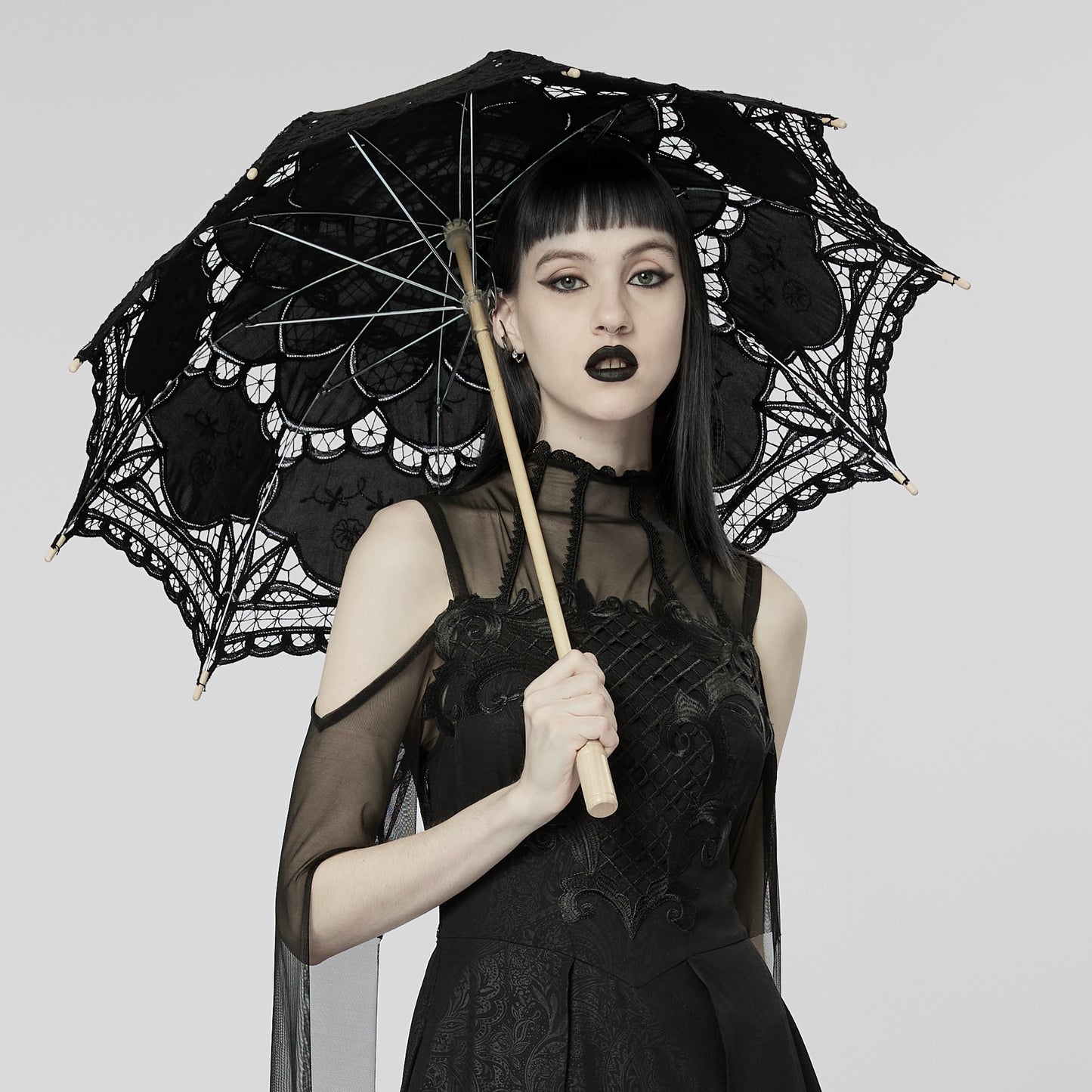 Punk Rave Parasol Zwart Kant