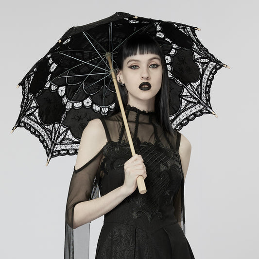 Punk Rave Parasol Zwart Kant