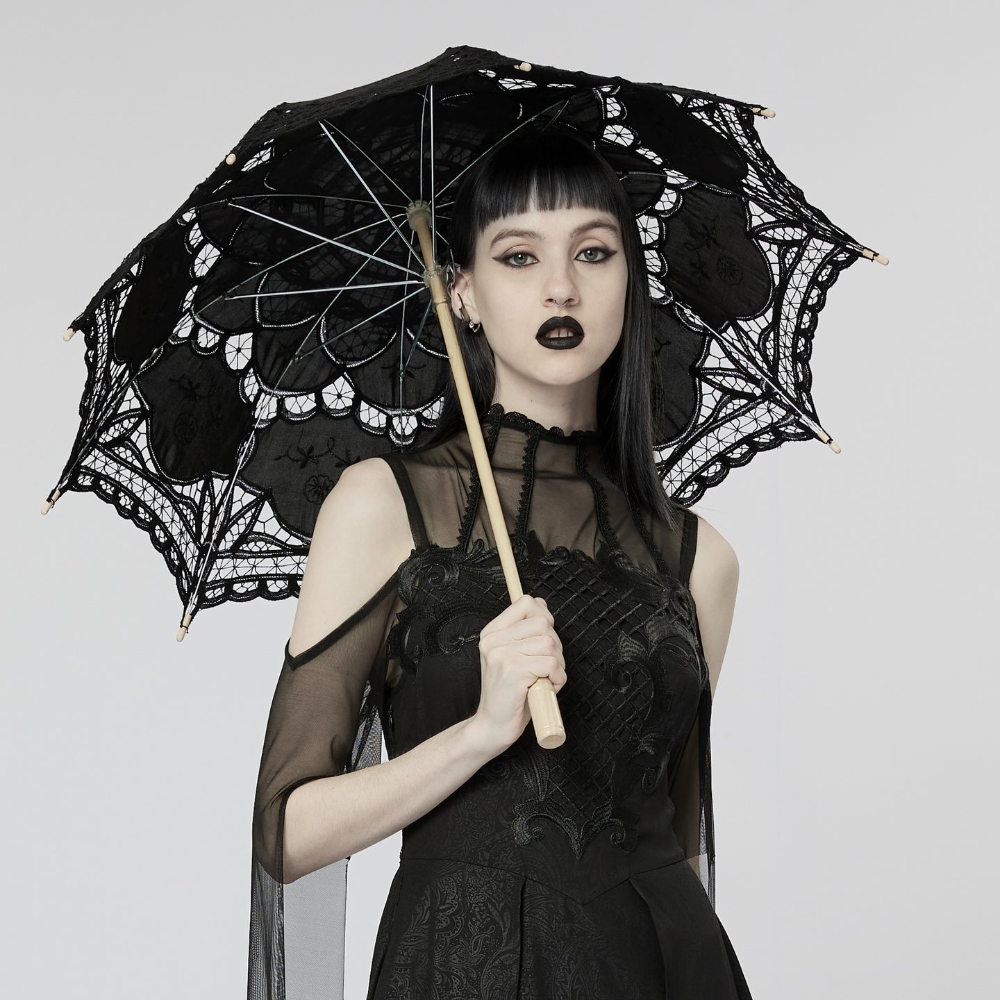 Punk Rave Parasol Zwart Kant