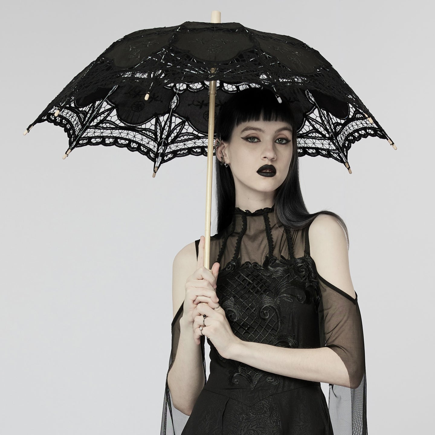Punk Rave Parasol Zwart Kant