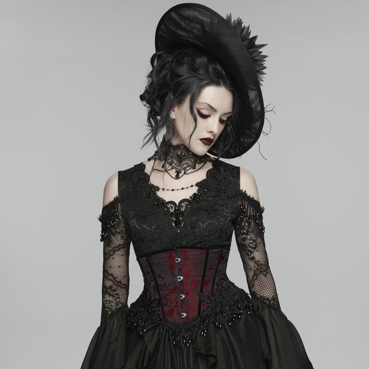 Enchained Corset Red - Black