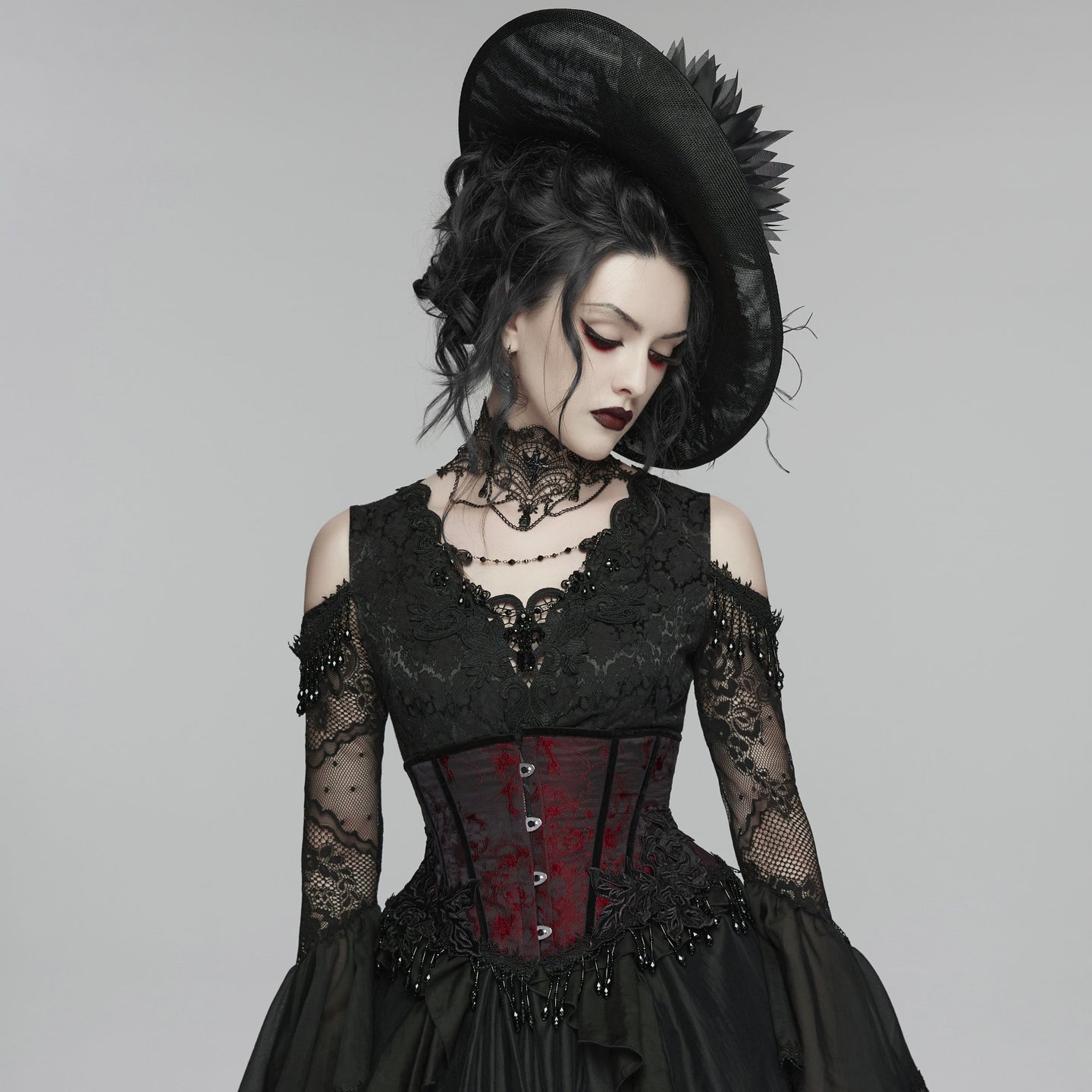 Enchained Corset Red - Black
