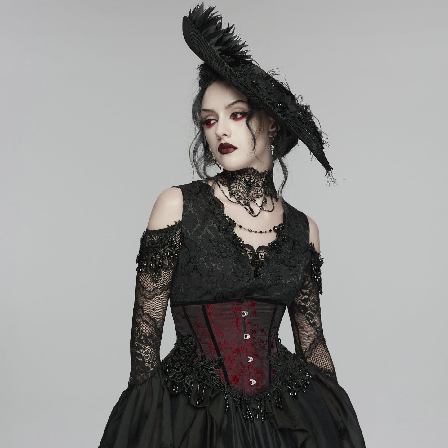 Enchained Corset Red - Black