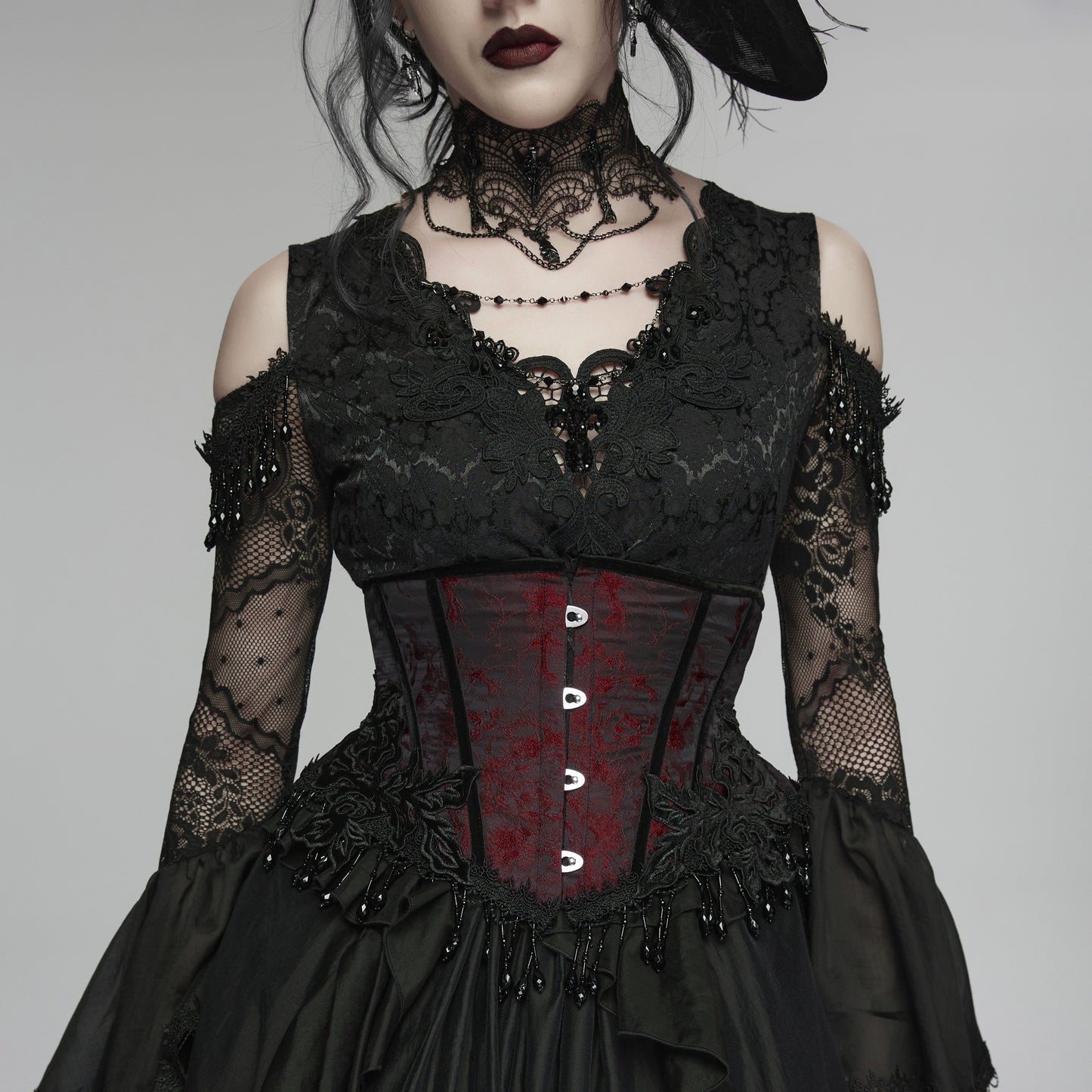 Enchained Corset Red - Black