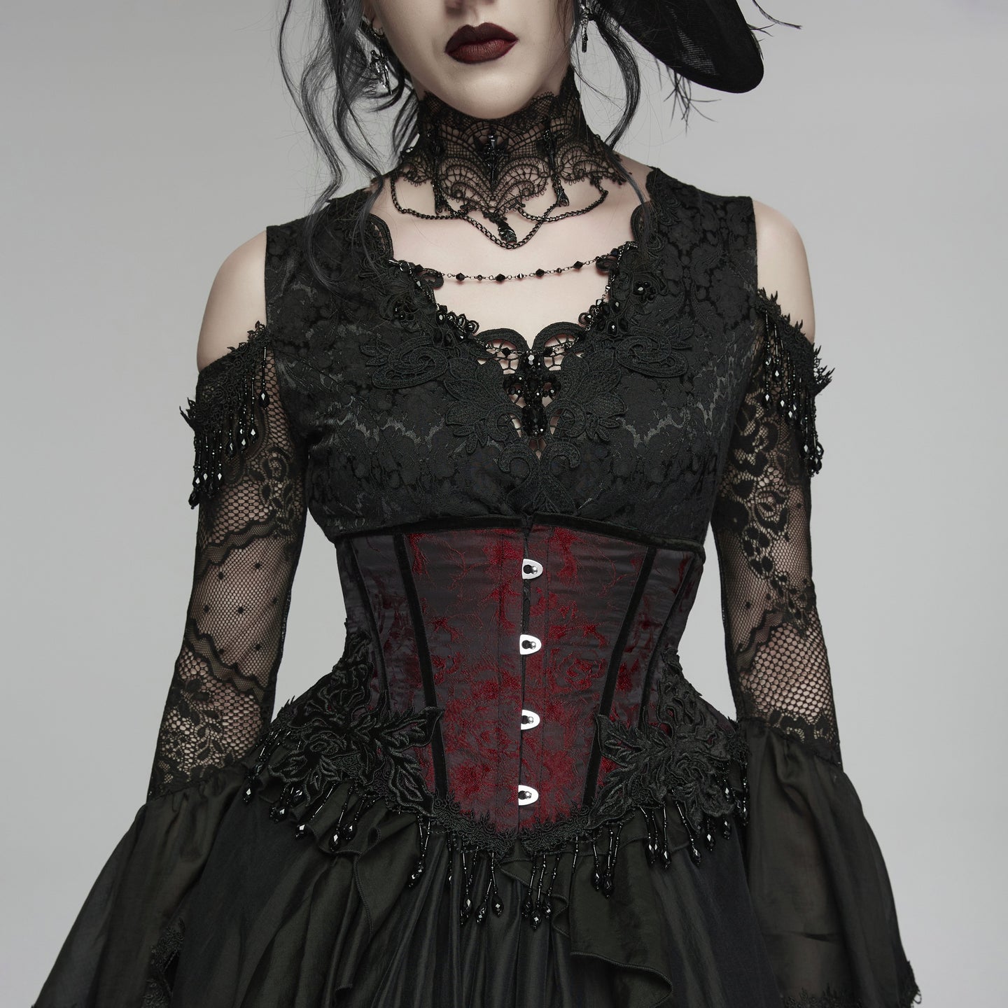 Enchained Corset Red - Black