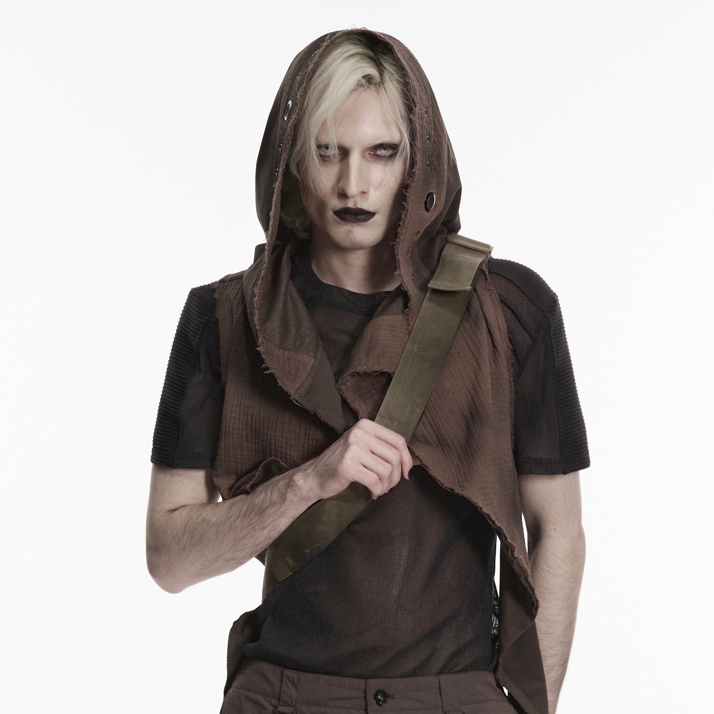 Punk Rave WS-925 khaki brown bag front view highlighting the adjustable shoulder strap alternative detail.