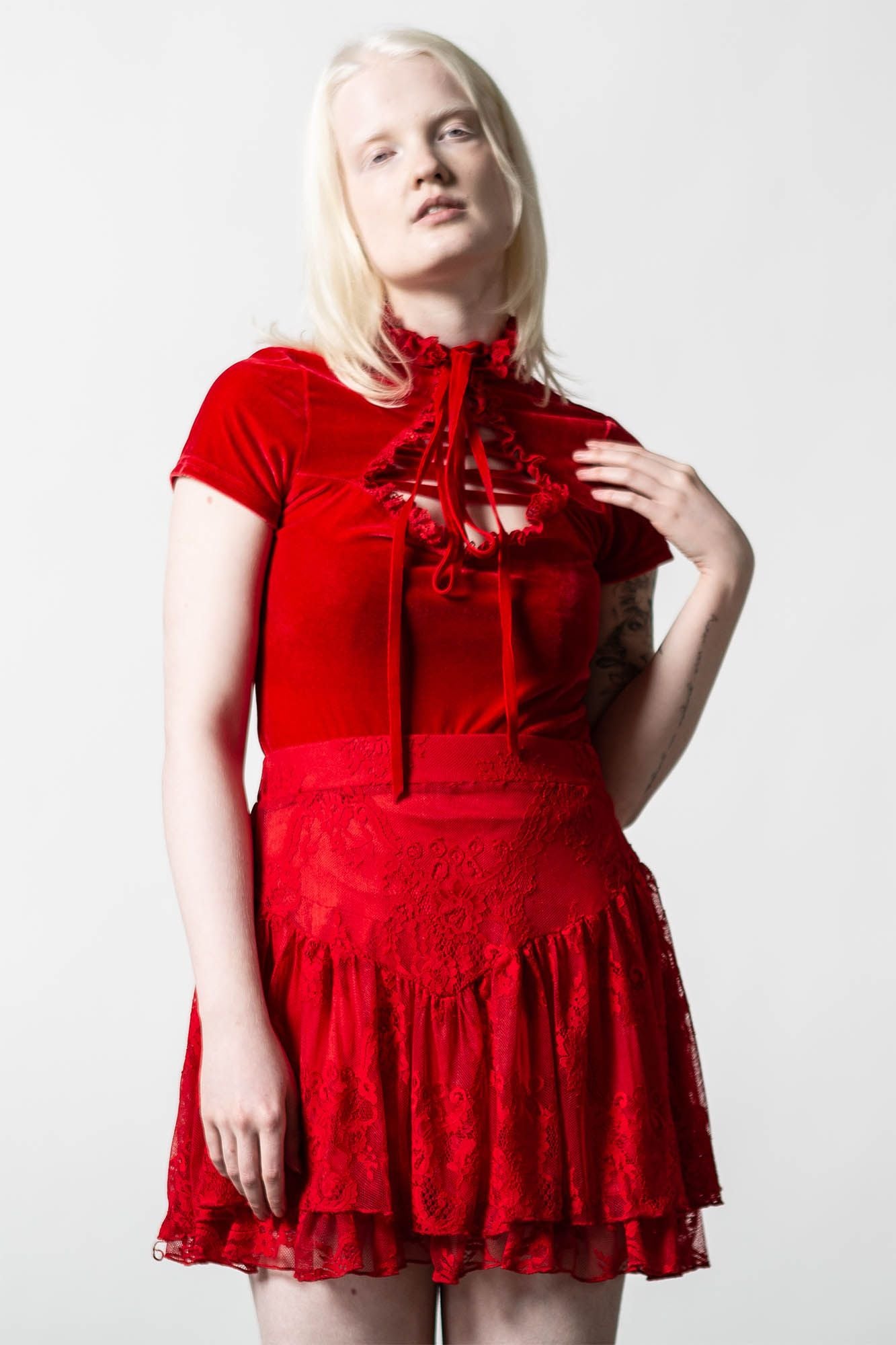 Killstar Malady Lace-Up Top Scarlet