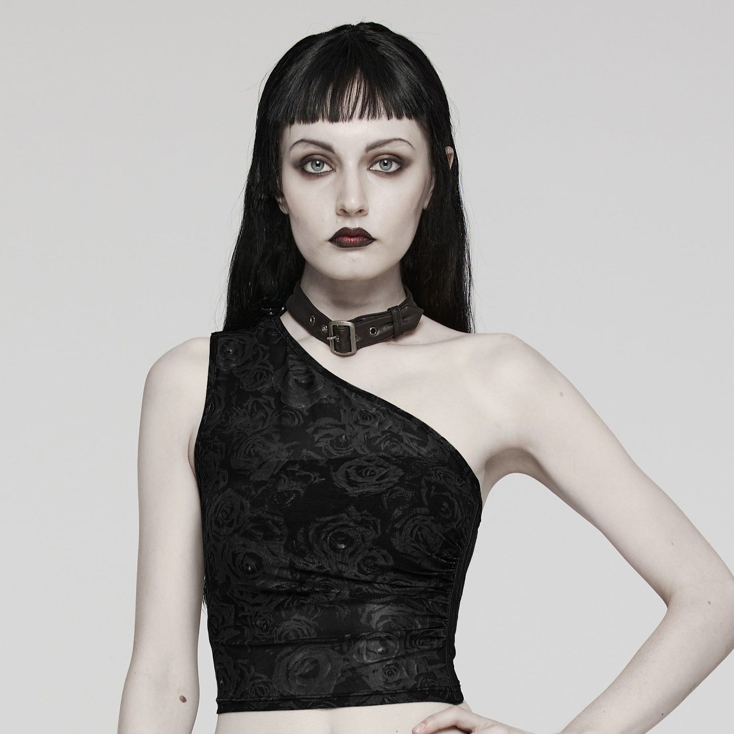 Punk Rave Action Top Black Roses
