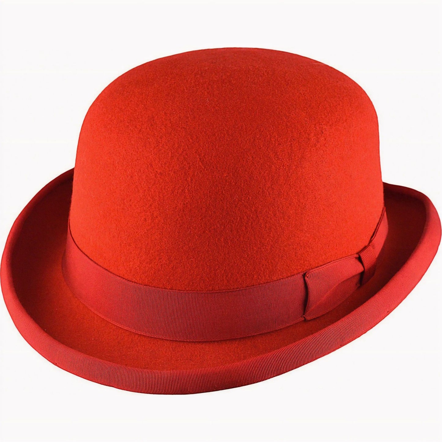 Classic Bowler Hat Wool Felt Red