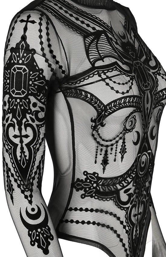 Jewel Bat Mesh Bodysuit