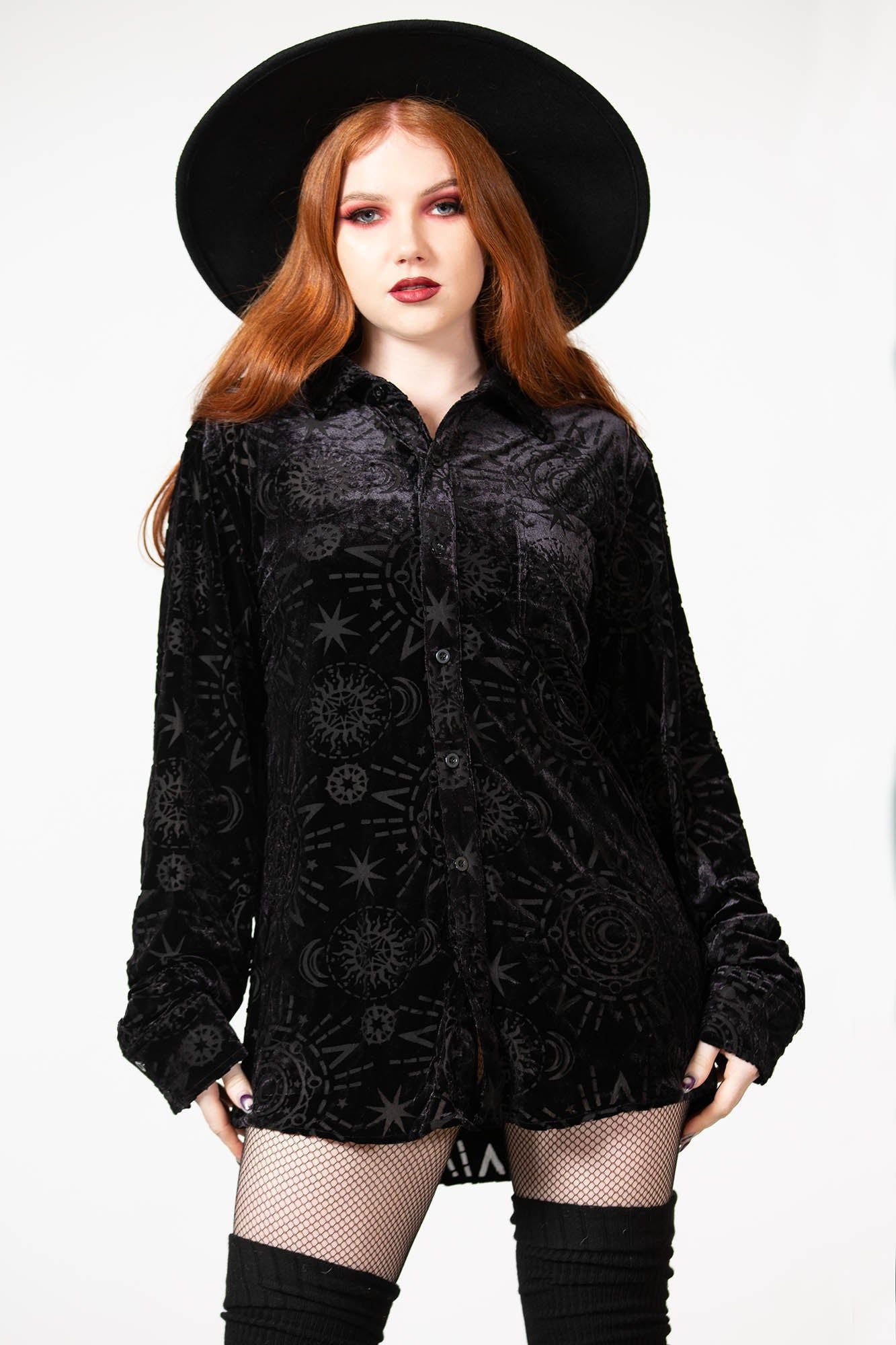 Killstar Alchemight Burnout Button-Up Shirt