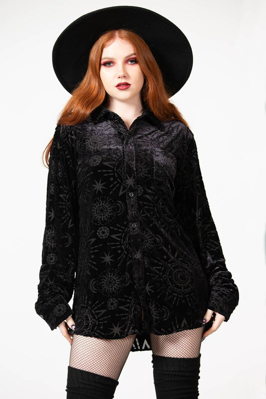 Killstar Alchemight Burnout Button-Up Shirt
