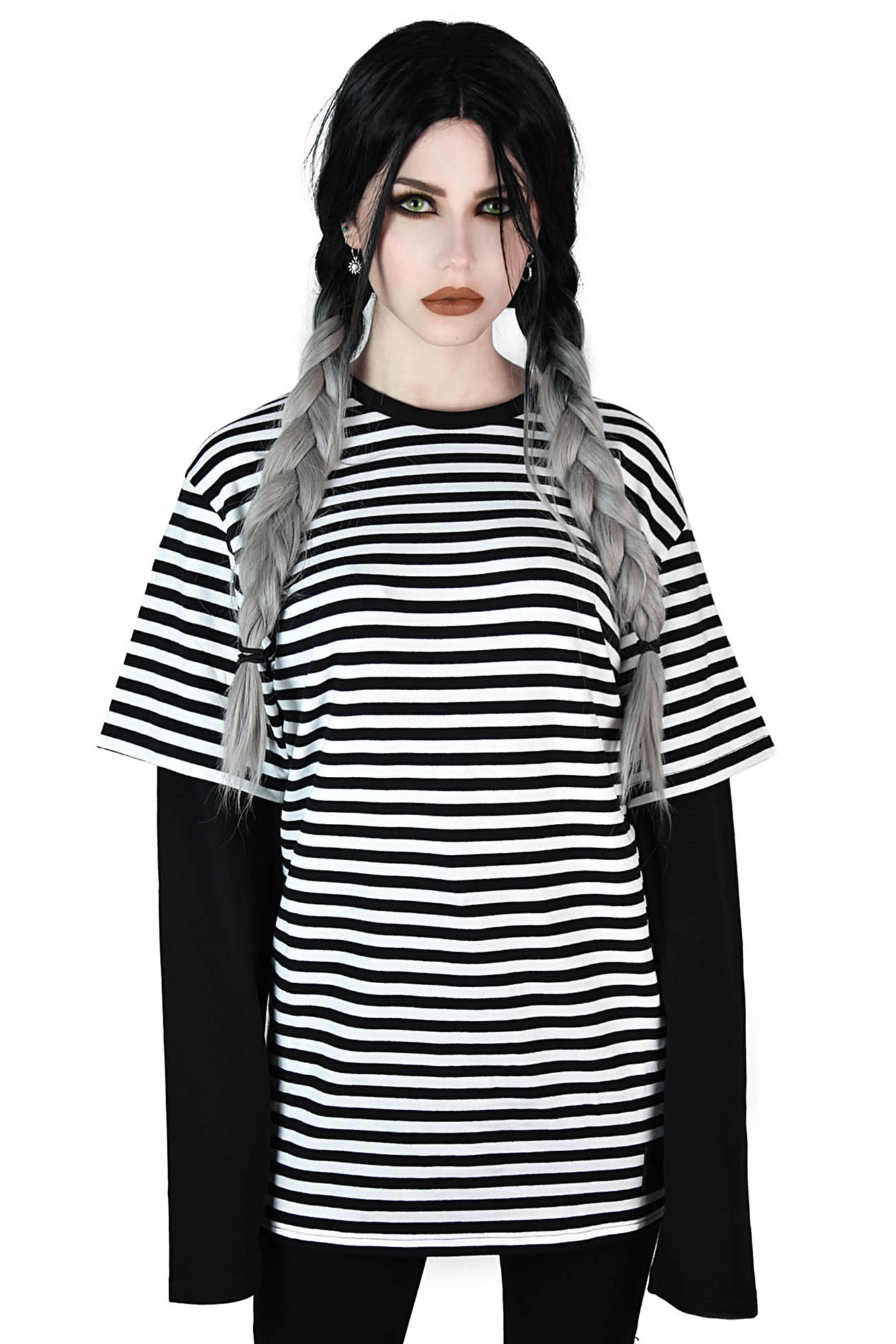 Killstar Maxen Long Sleeve Top Zwart - Wit