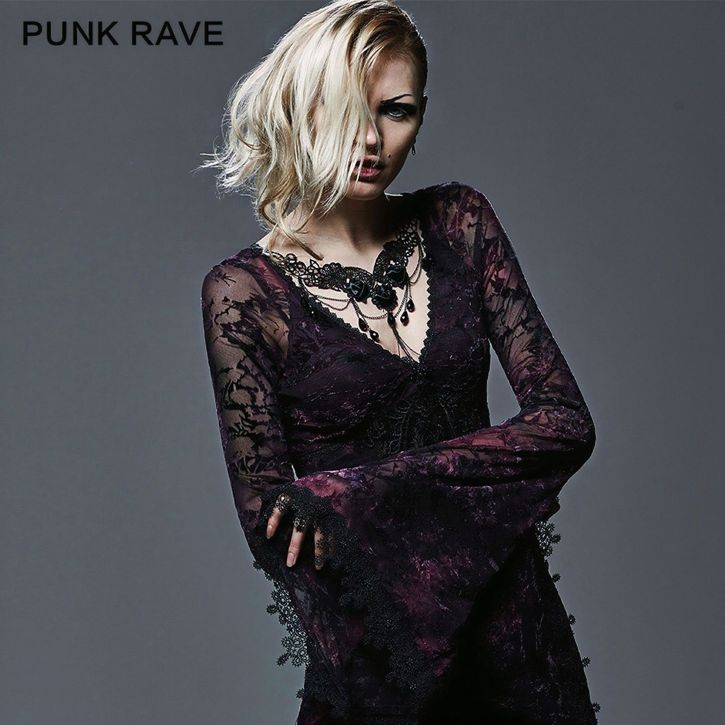 Punk Rave Black Roses Collier