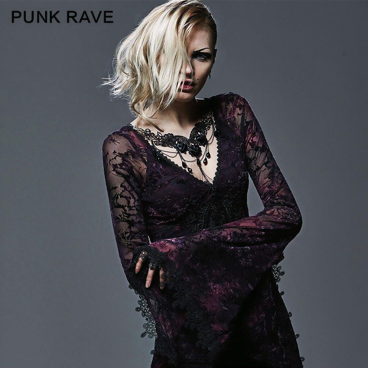 Punk Rave Black Roses Collier