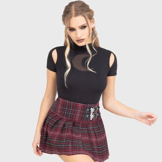 Bat Girl Minirok Bordeaux Tartan