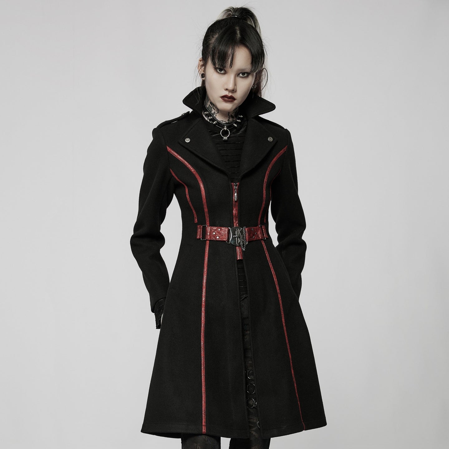 My Time Coat Black - Red
