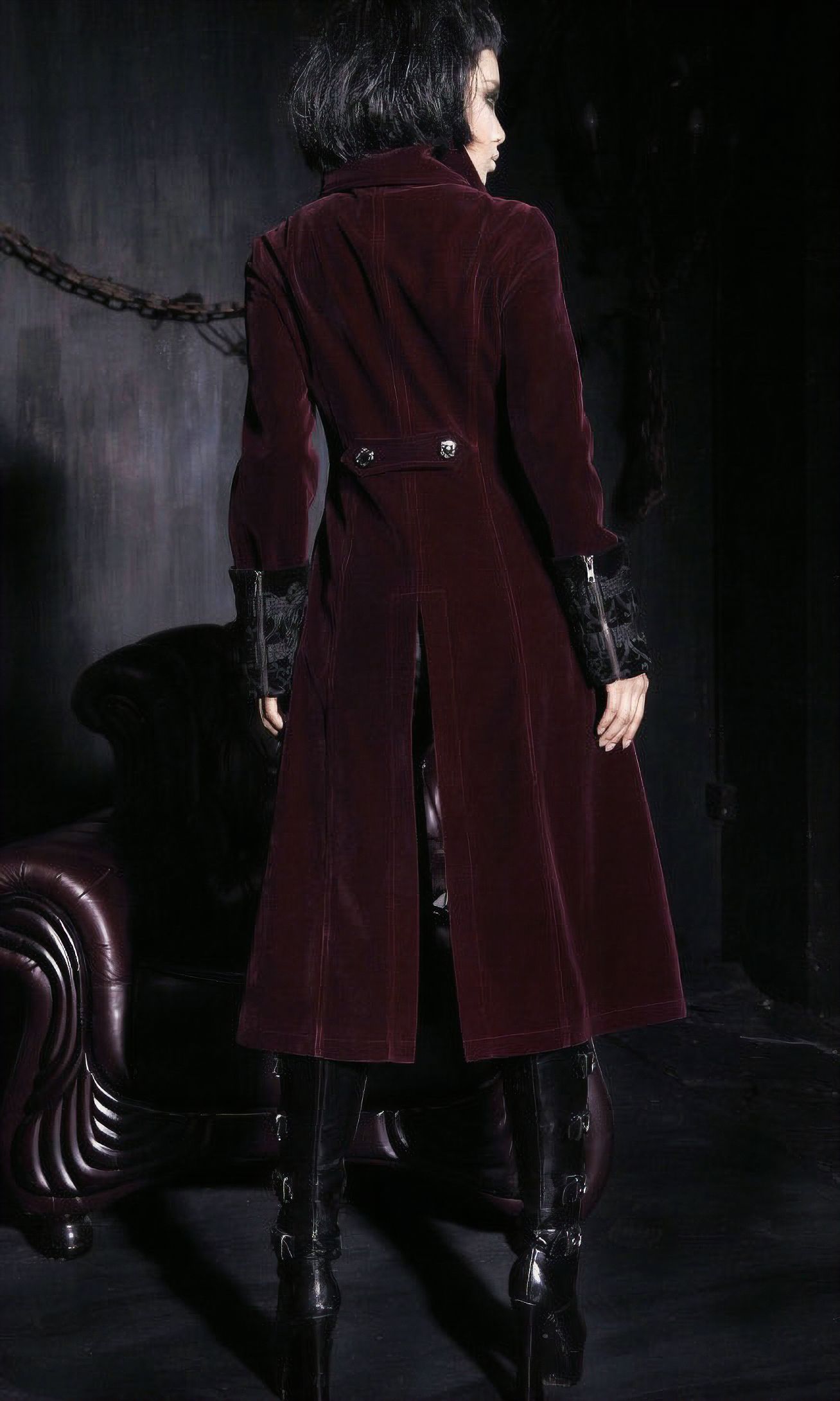 Ladies Court Coat Burgundy Wine Red