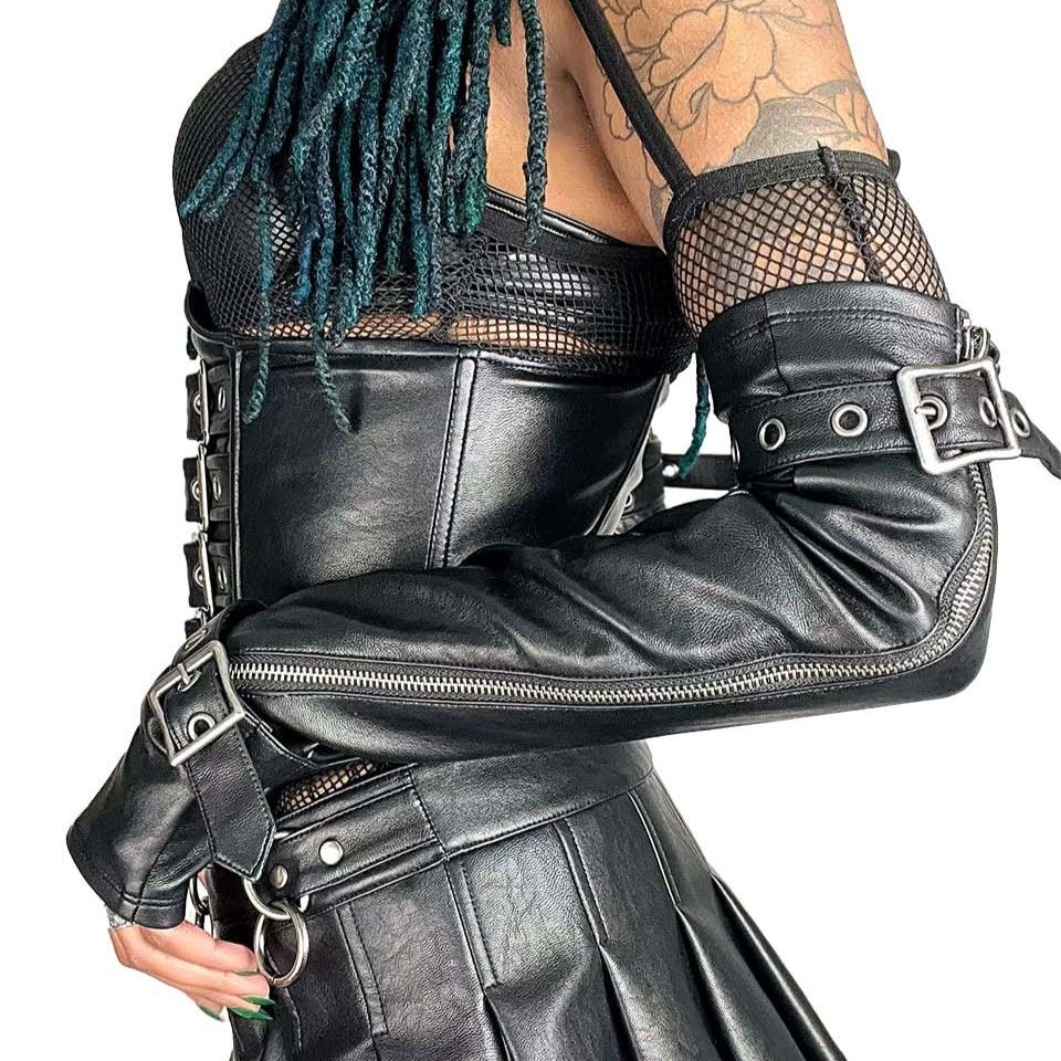 Elbow Length PVC Gloves Matte Black