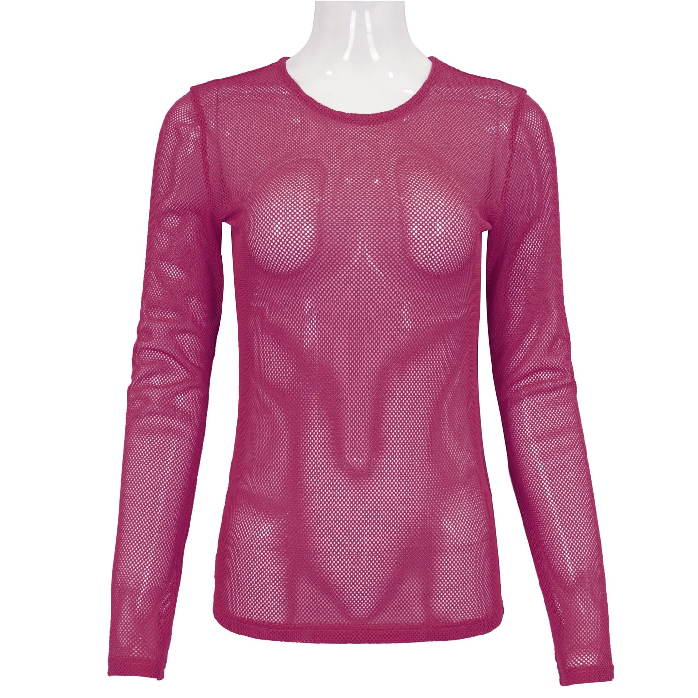 Devil Fashion Climax Long Sleeve Fishnet Top Pink