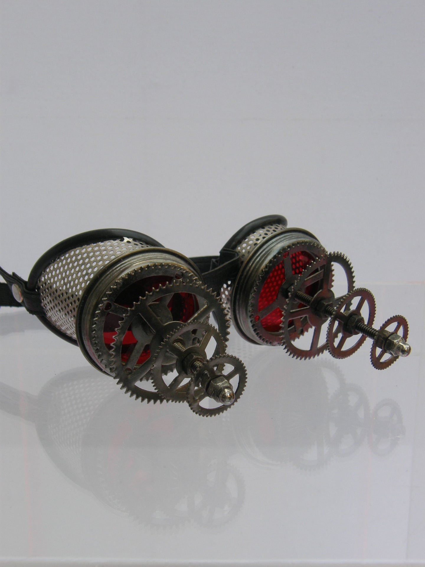 Mesh Goggles Silver Colored Telescopic Cogs