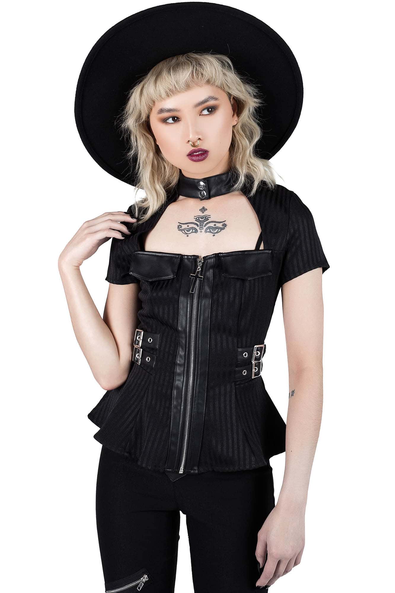 Killstar. Dark Enterprise Top Pinstripe